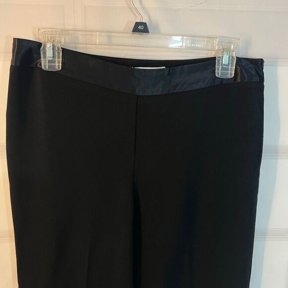 White House black market black wide leg satin trim pants size 8 - Picture 2 of 11